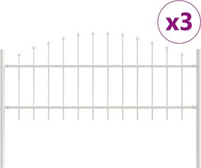 vidaXL Kerti Kerítés 3 pcs Fehér 170 x 140 cm Porszórt acél