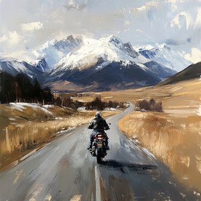 Vászonkép Canvas Motorkerékpár Út Országút Hegyek Utazás Vezetés 40x40