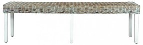 fehér természetes kubu rattan és tömör mangófa pad 160 cm