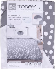 Gyerek Pamut Ágyneműhuzat Szürke Fehér Jegesmedve 200 X 140 CM