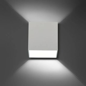 Fehér négyzet fali lámpa Cube világít felfelé és lefelé a hálószobába