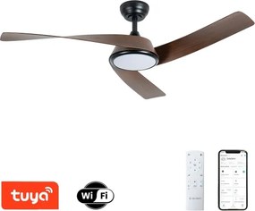 ZEVENTI - LED mennyezeti ventilátor AERYS LED/24W/230V Wi-Fi Tuya fekete/dió + távirányító