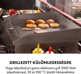 Klarstein Grillmeile 3000R, elektromos grill, 3000 W, grill lap, 54,5 x 35 cm, bordás