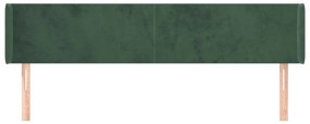 sötétzöld bársony szárnyas fejtámla 163x16x78/88 cm