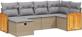 vidaXL 6 részes vegyes bézs polyrattan kerti ülőgarnitúra párnákkal