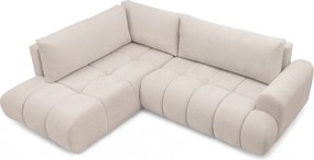 Lutario L bal oldali sarokkanapé ágyneműfunkcióval - bézs Venice 2026 vízlepergető szövet