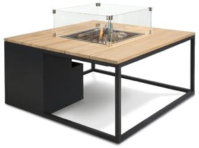 COSI gázkandallóval ellátott asztal - Cosiloft 100 típus, fekete kerettel / teakfa tetejjel