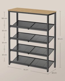 Fém cipőtartó TAYLOR SONOMA 4 polc, 93x75cm