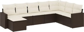 vidaXL 8 részes barna polyrattan kerti ülőgarnitúra párnákkal
