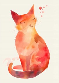 Poszter 64x90cm Akvarell macska