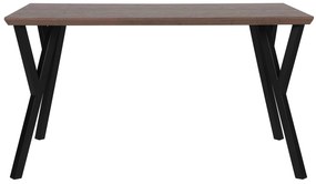 Egyedi Sötét Fa Asztal Fekete Lábazattal 140 x 80 cm BRAVO Beliani