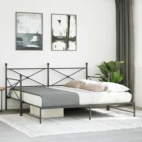 kihúzható kanapéágy matrac nélkül fekete 100x190 cm acél