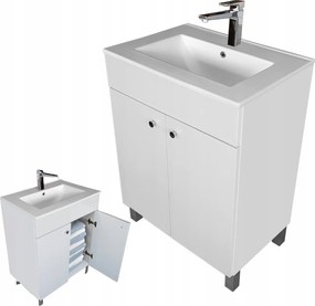 Fürdőszobai mosdószekrény 60 álló fehér fényes keskeny Wc ajtóval