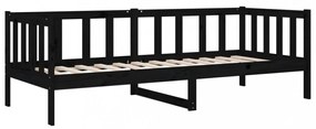 fekete tömör fenyőfa kanapéágy 80 x 200 cm