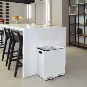 Matt fehér acél szelektív pedálos szemetes 2x20 l Aliya – Spirella