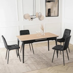 Kerámia Étkezőasztal Tölgy/Fekete Színben. SAMER 120–160 cm