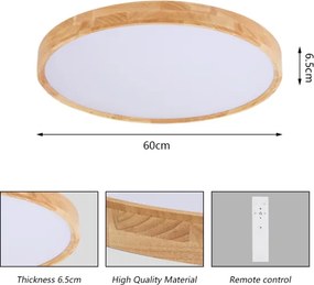 Brilagi - dimmelhető LED lámpatest WOODROUND LED/40W/230V 3000-6000K átmérő 60 cm + távirányító