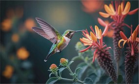 Fotótapéta Flizelin Hálószoba Nappali Kolibri virágok 416x254 Ragasztó