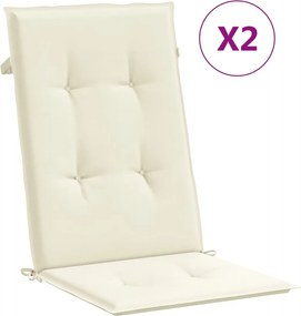 vidaXL 2 db krémszínű szövet magas háttámlájú székpárna 120x50x3 cm