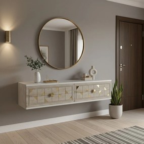 Moka komód, fehér-travertin, 120 cm – TR555CHM1640