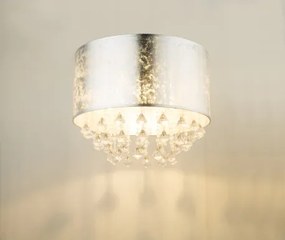 Globo 15188D3 Mennyezeti lámpa, nikkel matt, textil ezüst , akril kristály, áttetsző, ø: 400, H:380, Foglalat típusa:1xE27 60W 230V