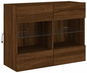 barna tölgyszínű fali TV-szekrény LED-del 78,5x30x60,5 cm