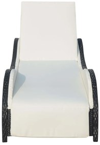 Fekete polyrattan napozóágy párnával