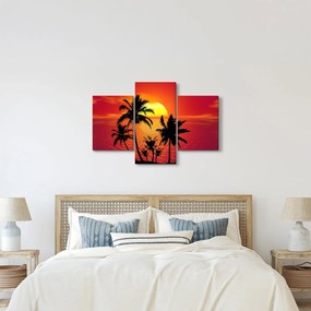 Egy sziget sziluettjének képe pálmafákkal (90x60 cm)