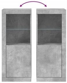 betonszürke tálalószekrény LED-világítással 41 x 37 x 100 cm
