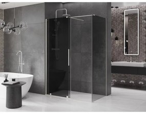 Mexen Velar, zuhanykabin tolóajtóval 140 x 70 cm, 8mm szürke üveg, csiszolt acél, 871-140-070-41-97