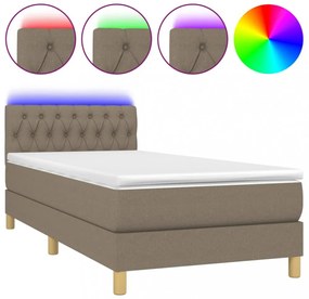 tópszínű szövet rugós és LED-es ágy matraccal 90x200 cm