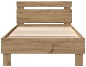 Ágykeret LED Fényekkel Artisan Tölgy 90x200 cm Mérnöki Fa