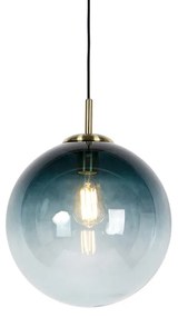 Art Deco lógólámpa rézzel és óceánkék üveggel 33 cm - Pallon