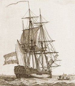 Illusztráció Engraving of a sailing ship, rdj5150