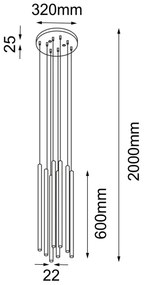 Shilo 7856 - Csillár zsinóron KOSAME 8xG9/10W/230V fekete