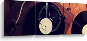 Gramofon lemezek képe (órával) (90x30 cm)