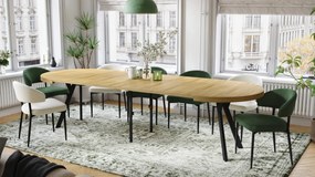 Mazzoni VITO Amerikai Tölgy/fekete lábak - LOFT/IPARI STÍLUSÚ 310 cm-re BŐVÍTHETŐ NAGY KEREK ASZTAL Ø110 Y LÁBAKKAL