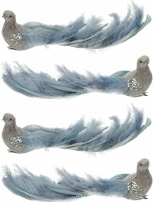 Kék páva csipesszel, 25 x 8 x 6 cm, 4 db-os szett