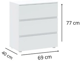 Viana II New M3 három fiókos komód Fehér N
