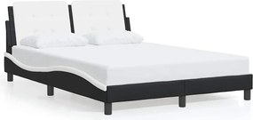 vidaXL fekete és fehér műbőr ágykeret matrac nélkül Zadar 140x190 cm