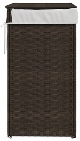 sötétbarna polyrattan szennyeskosár fedéllel 46x33x60 cm