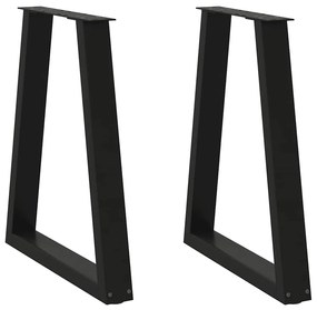 2 db fekete, V-alakú acél étkezőasztal láb 50 x (72-73) cm