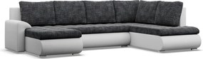 Tokio U sarokkanapé, 3 ágyneműtartóval, fonott + műbőr, jobboldali, sötétszürke - fehér