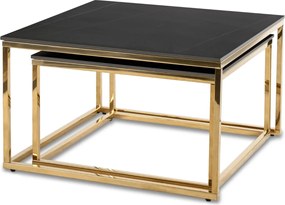 Kerámia dohányzóasztal szett fekete márvány hatású felülettel, arany kivitelben TENOR