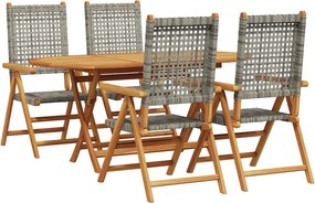 vidaXL Kert étkező szett 5 pcs Szürke Tömör Akácfa