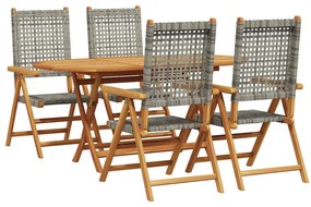 vidaXL Kert étkező szett 5 pcs Szürke Tömör Akácfa