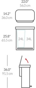 Simplehuman pedálos kuka szelektált hulladékhoz 58 l, fehér