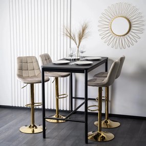 ARCOS bárszék, bézs, bársony, arany lábbal