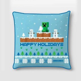 Minecraft Happy Holidays Karácsony párnahuzat 40x40 cm Velúr