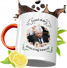 Narancssárga Bögre A Pis Elnökétől Jaroslaw Kaczynski fényképes nyomtatással